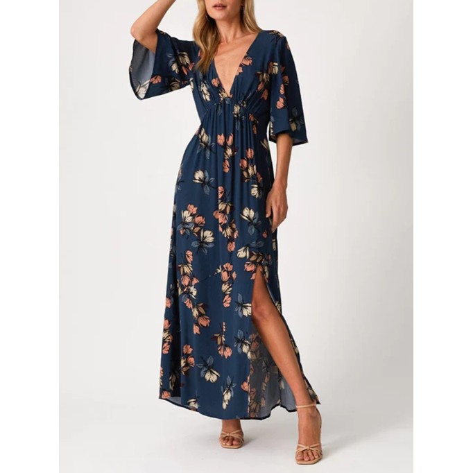 2023 Women's V-neck printed dress