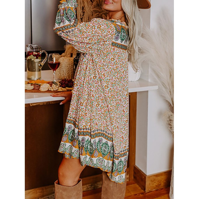 floral print long sleeve dress