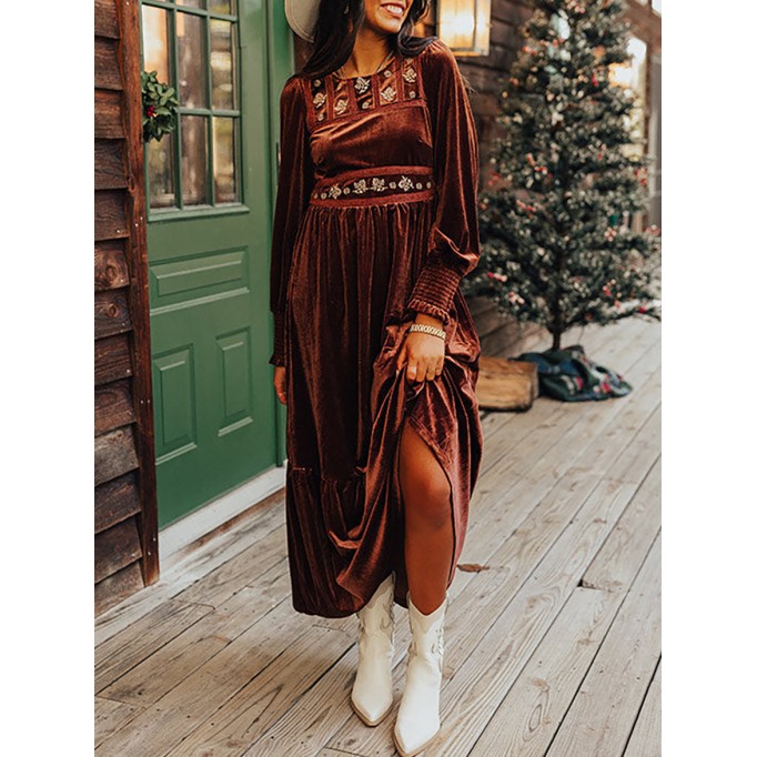 AUTUMN EMBROIDERED MAXI