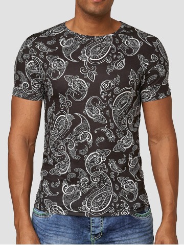 Black Cashew Flower Short Sleeve T-shirt