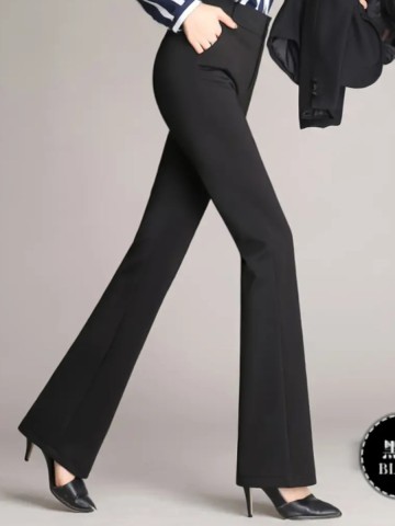 Black high-waisted flared pants