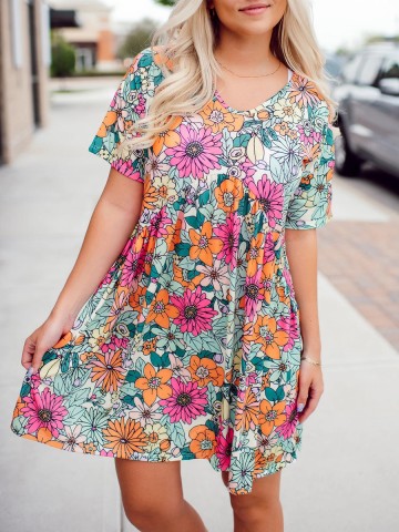 Blooming Flower Pattern Dress