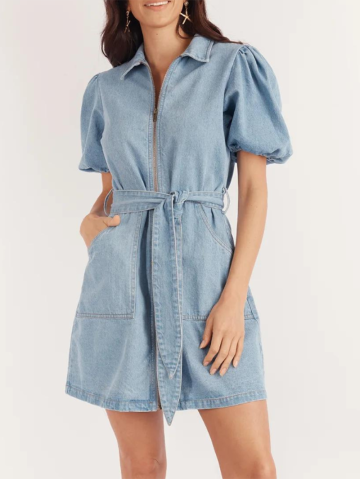 Blue casual zippered dress