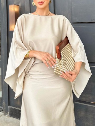 Elegant ladies Batsleeve top half skirt suit